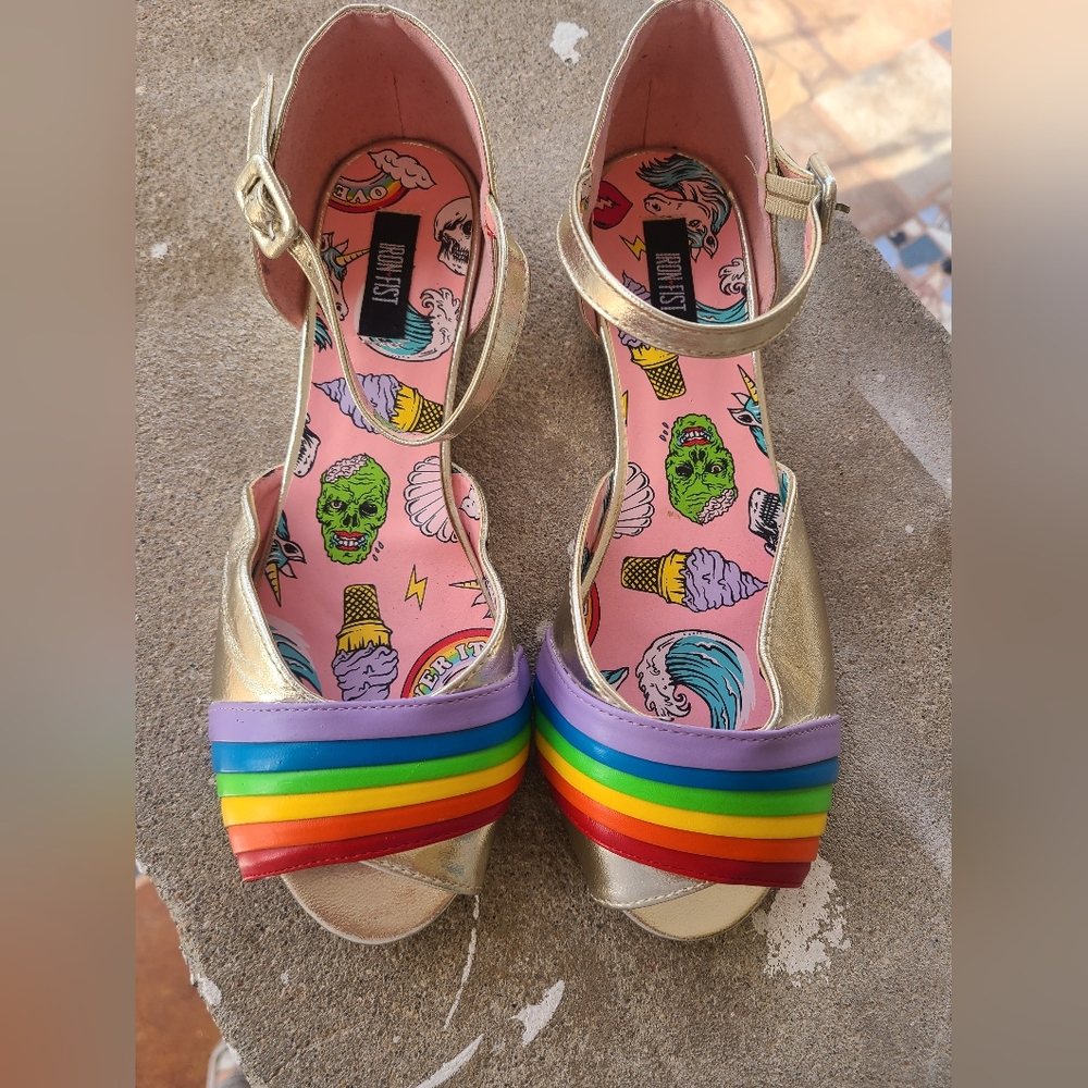 Iron fist rainbow sandal flats size 10